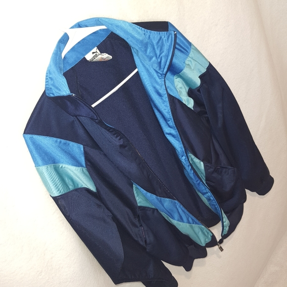 Puma Unisex Jacket Medium Blue Black Zipper. - Picture 4 of 7